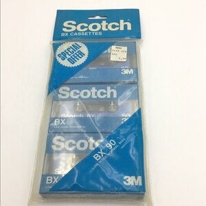New Old Stock Scotch BX 90 Blank Cassette Tapes 3 Pack